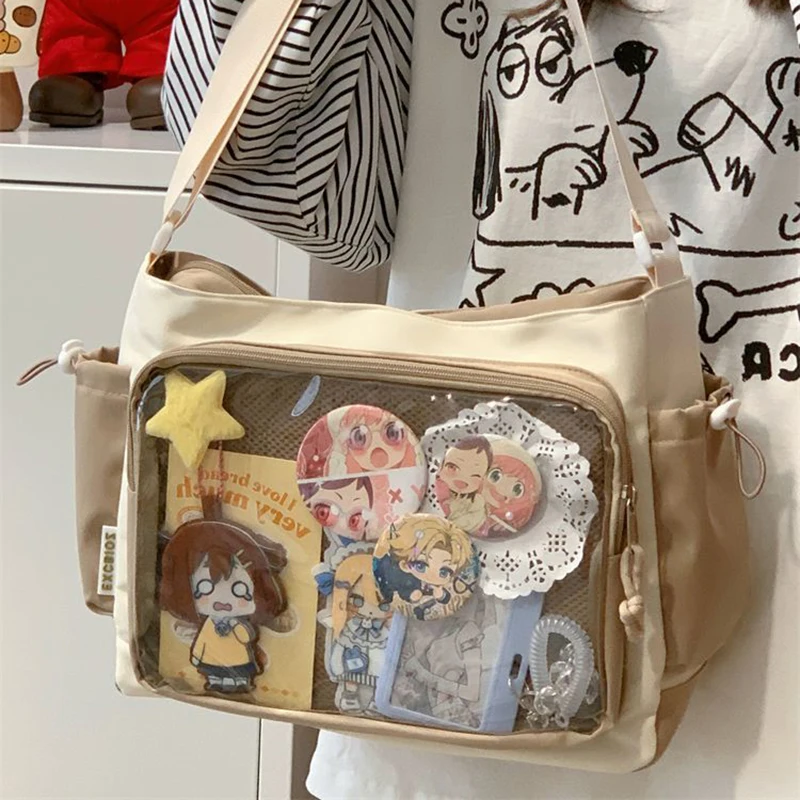 

Richme Dopamine Patchwork Women Bags Fashion 2025 Students DIY Anime Badge Ita Bag Casual Nylon Crossbody Shoulder Bolso Mujer