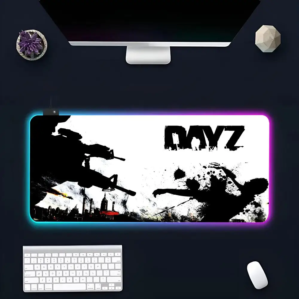 Game D-DayZ Z-Zombie MINISO Mouse Pad RGB Gaming Mousepad LED Large Gamer Mousepads XXL Keyboard Pads Luminous Desk Mat Backlit