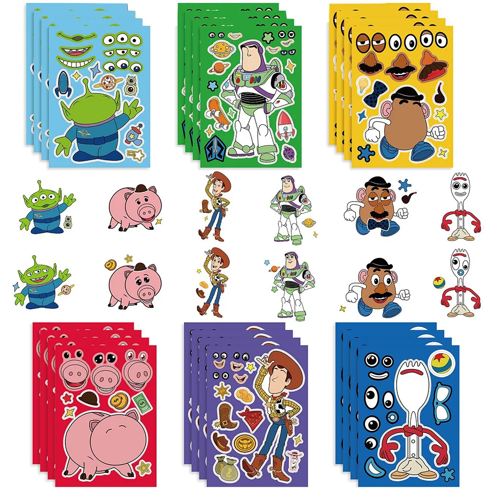 

8/16pcs Toy Story DIY Making Facial Stickers Bus Light Years Children's Birthday Gift Classroom Rewards Gift Fillers Baby Shower