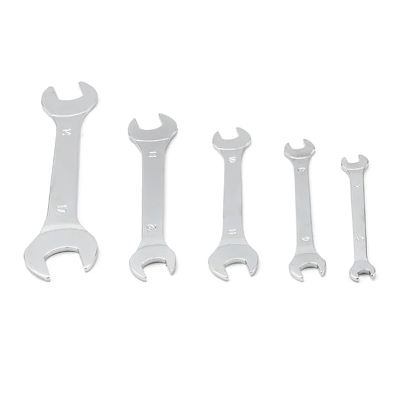 Open Ended Spanner 5 Pcs Double End Silver Wrench Thin Repairing Tool for Use Under Narrow Space Conditions Dropship