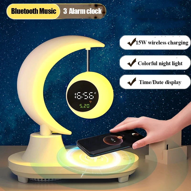 wirelss-alarm-clock-bluetooth-speaker-colorful-night-light-bluetooth-soundbar-15w-wireless-charging-mp3-music-player-app-control