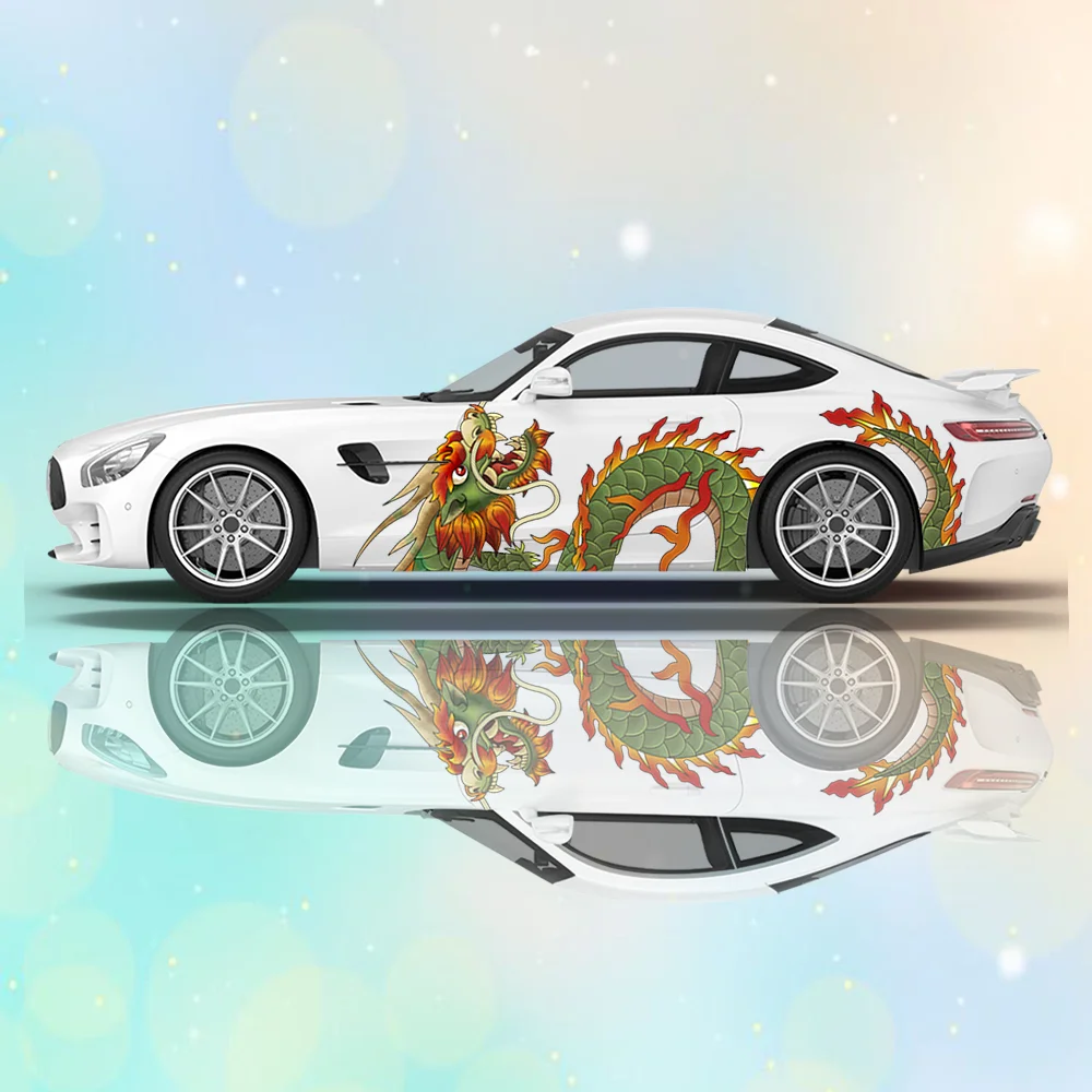

Coiled Colorful Dragon Car Vinyl Wraps Decal Self-adhesive PVC Sticker Suitable for Trucks SUV Decoration Auto Accessories Gift