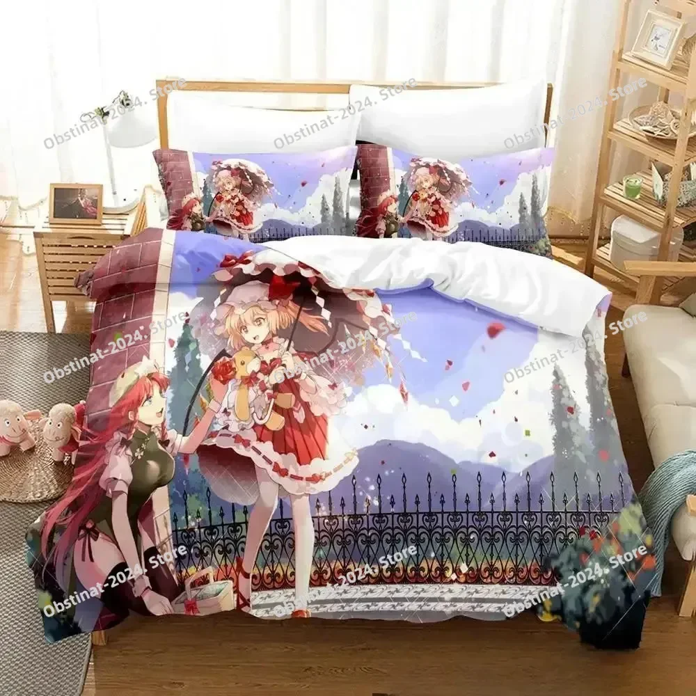 

3D Anime Game Touhou Project Bedding Set Print Bed Set With Pillowcase Bed Duvet Cover Soft Single Double Queen Super King Size