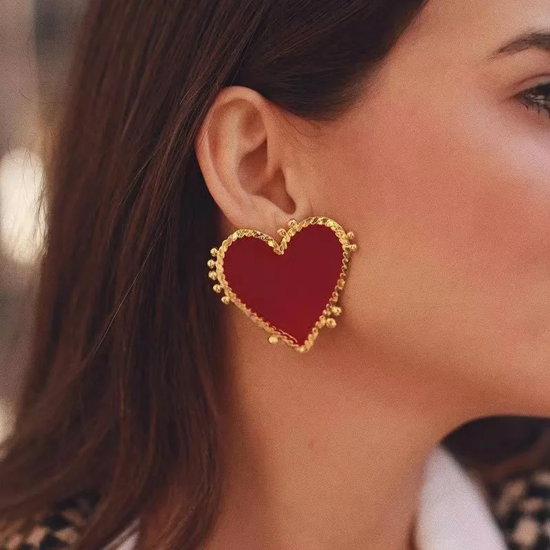 2024 New Fashion Exaggerated Red Love Earrings image 4