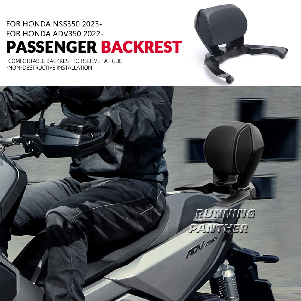 Motorcycle Black Rear Passenger Seat Tailstock Backrest Back Rest Cushion Pad For Honda NSS350 NSS 350 2023 ADV350 ADV 350 2022