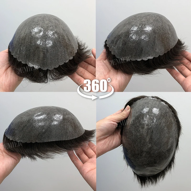 Injetado Cabelo Humano Toupee Para Homens Pré Estilo Masculino Prótese de Cabelo Completo Toupee 100% Cabelo Humano Prótese Capilar dos homens