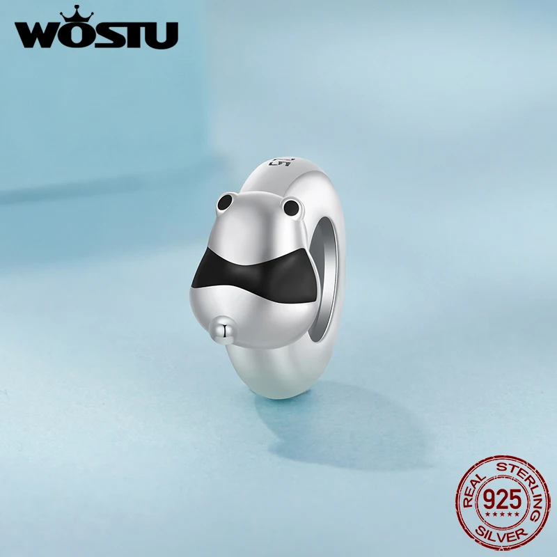 WOSTU 925 Sterling Silver Basic Silicone Stopper Bead Cat Panda Pet Paw ladybug Flower Charm Fit DIY Bracelet Necklace Wholesale