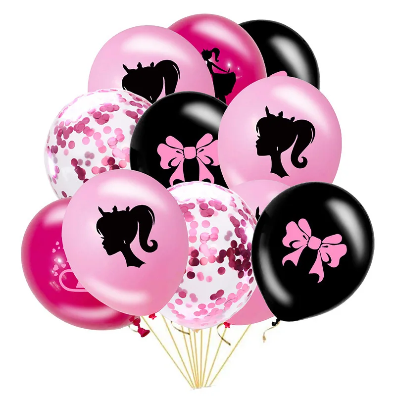 16pcs/lot Barbi Theme Latex Balloons Baby Shower Happy Birthday Party Decorate Events Girls Kids Favors Ballon