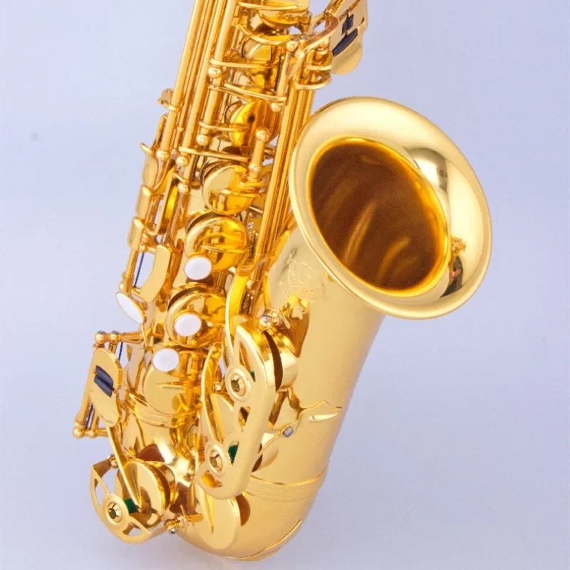 Alto Key E Flat Saxophone Gold Lacquer Brass Sax with Instrument Case Mouthpiece Neck Strap Cleaning Cloth Brush for Beginners