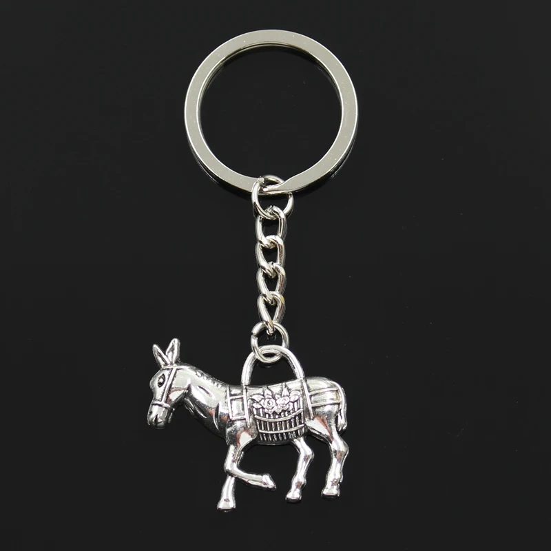 

Fashion 30mm Key Ring Metal Key Chain Keychain Jewelry Antique Bronze Silver Color Plated Donkey Burro 33x30mm Pendant