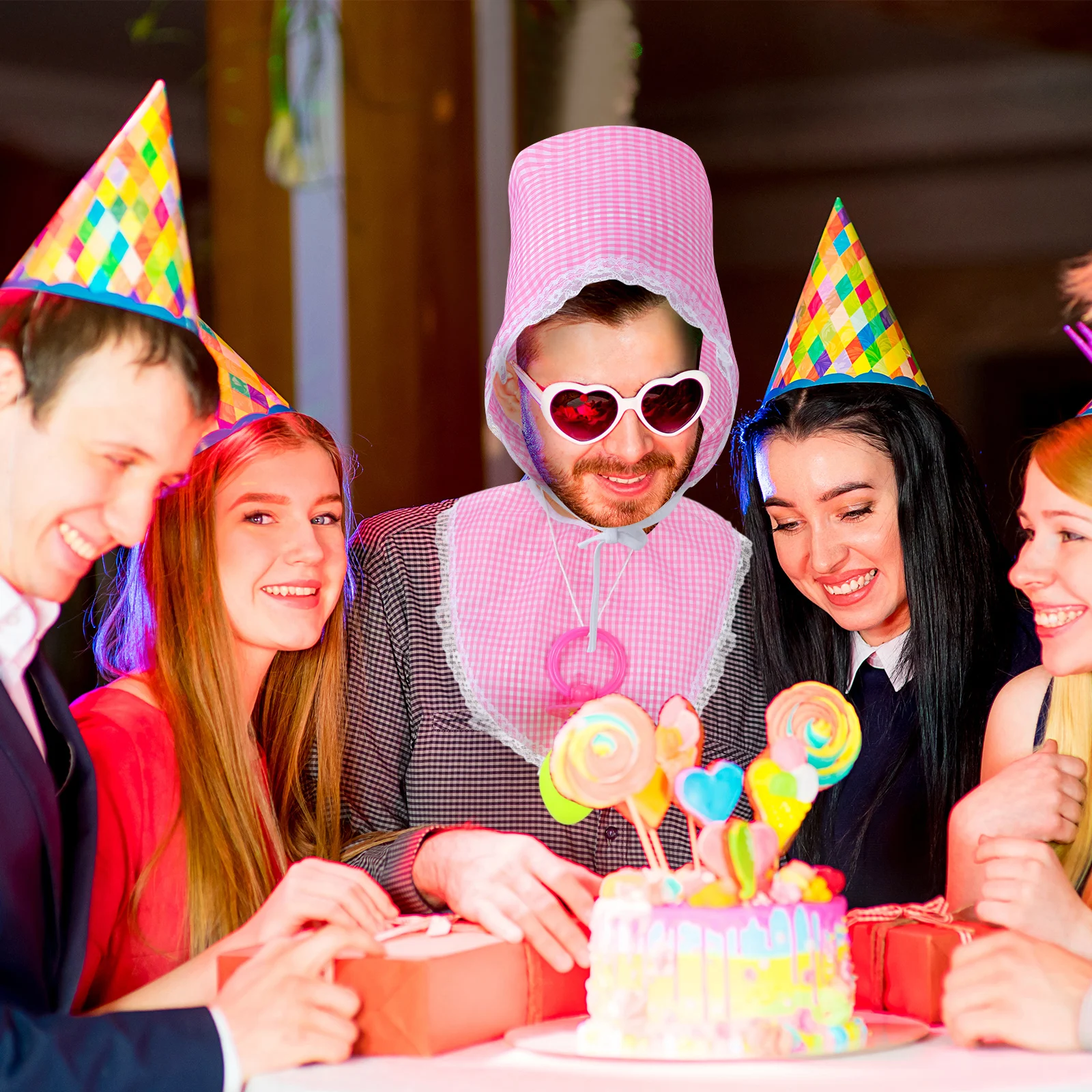 

3 pcs Baby Pacifier Bib Hat Set Infant Accessories Adult Costume Reusable Washable Funny Props Kids Party Baby Clothes Three