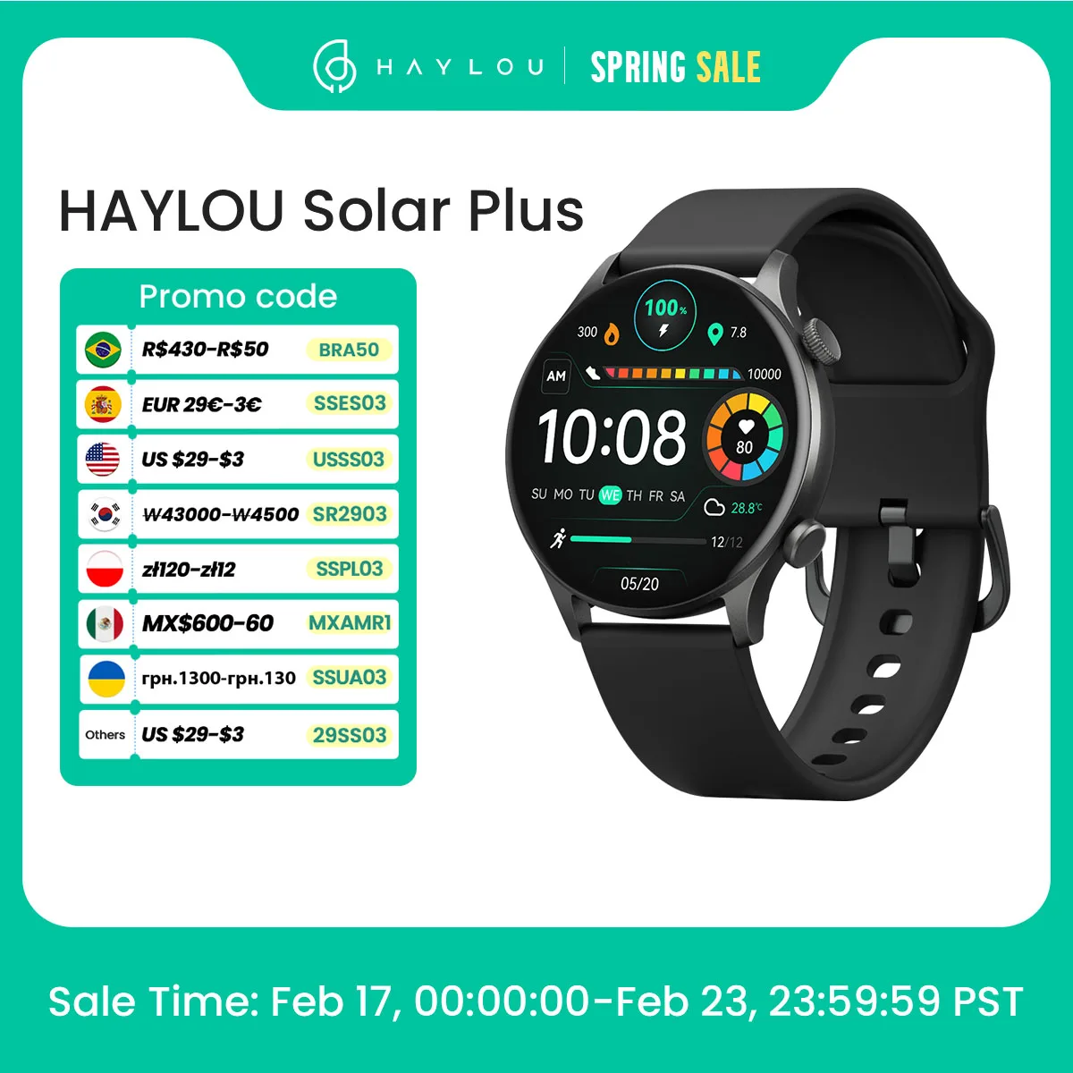 

HAYLOU Solar Plus RT3 Smart Watch 1.43"AMOLED Display Bluetooth Phone Call Smartwatch Health Monitor IP68 Waterproof Sport Watch