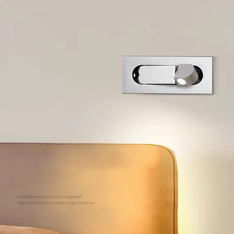 

Bedroom Headboard Minimalist LED Wall Light Modern Embedded Reading Wall Light 350 Degrees Hotel Headboard Can Rotate Wall Light