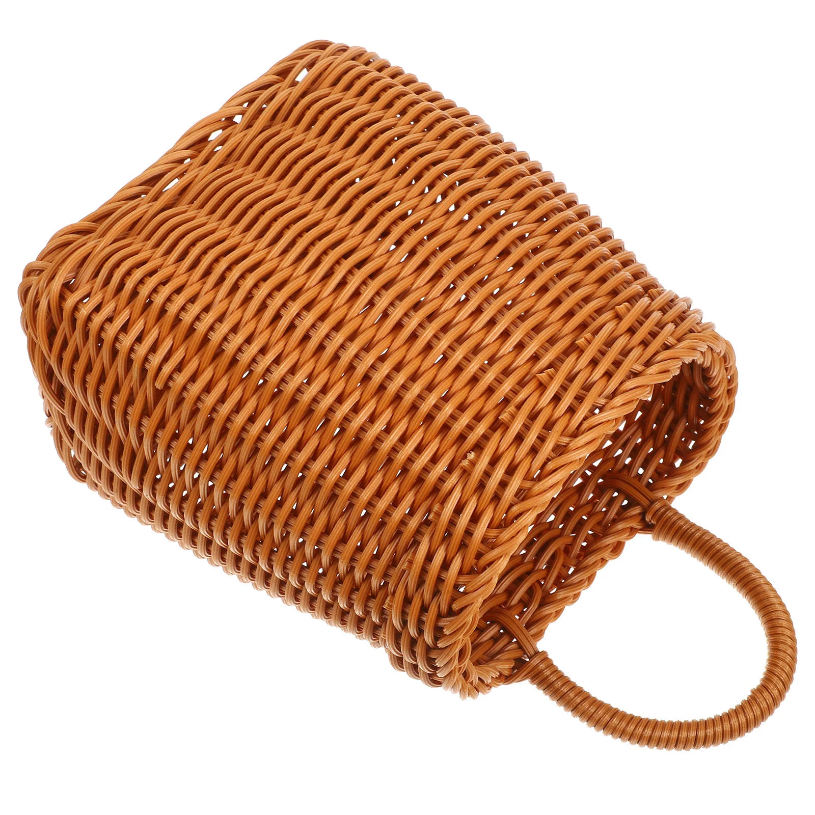 

Imitation Rattan Woven 15.5X11.5cm Top 16X11.5cm Bottom 17cm High 22cm Total Faux Rattan Handwoven Storage Basket Wall Hanging