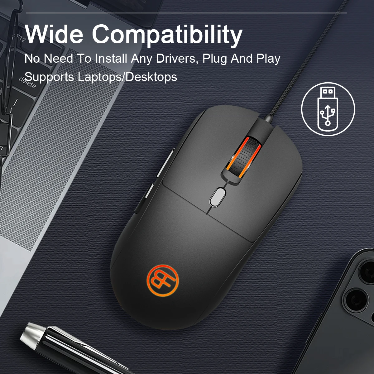 Wired Mouse USB Wired Optical Mouse Ergonomic 7200 DPI Adjustable 6 Buttons Office Mice for PC Laptop Computer Macbook Gamer