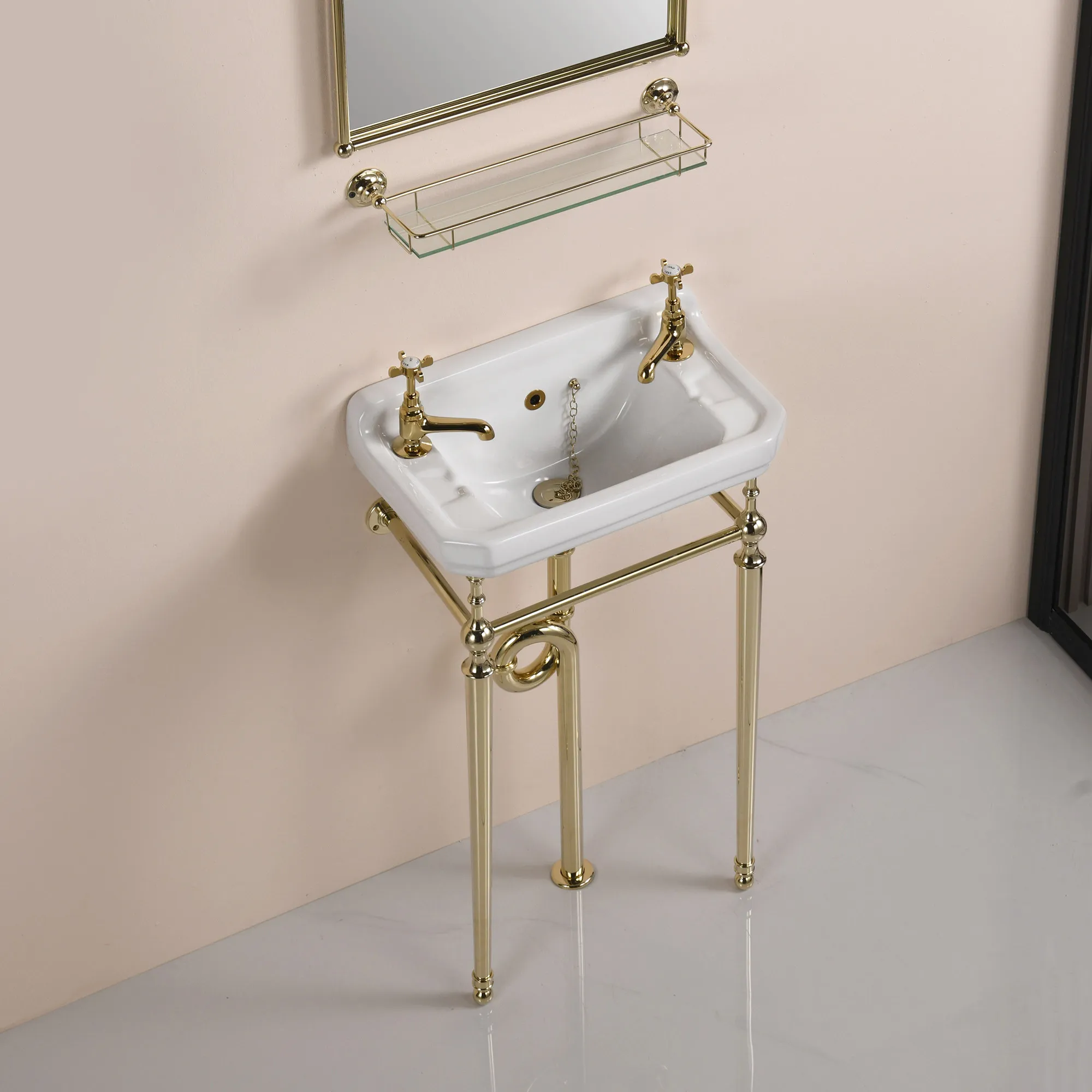 HYS small apartment European mini balcony wash basin, retro outdoor small size floor bracket basin