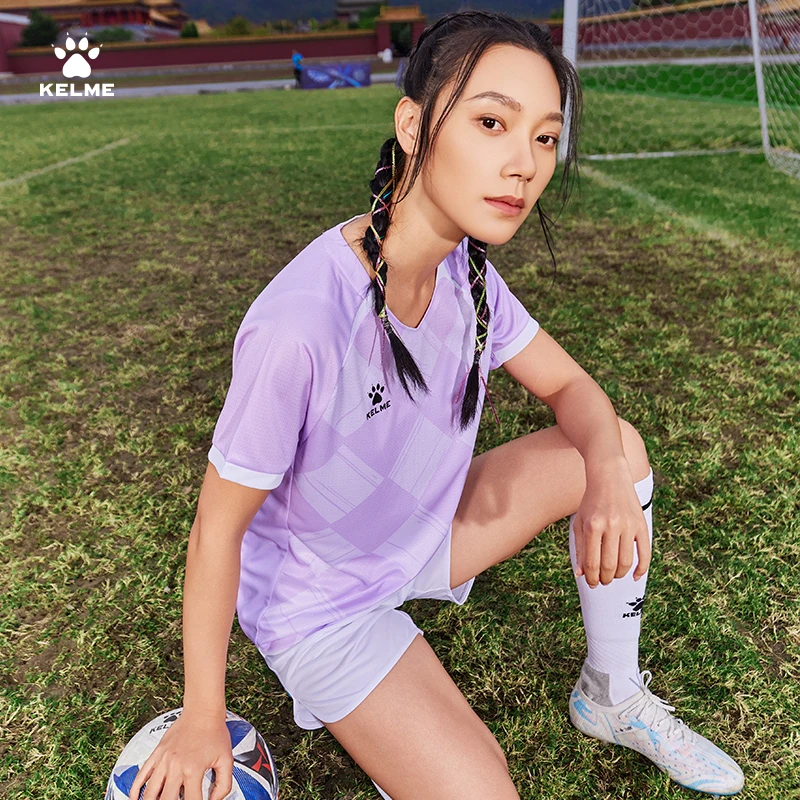 Kelme Women\'s Football Suit Set Customized Team Clothes Printed Short Sleeve Ball Clothes Outdoor Basketball Sports Clothes