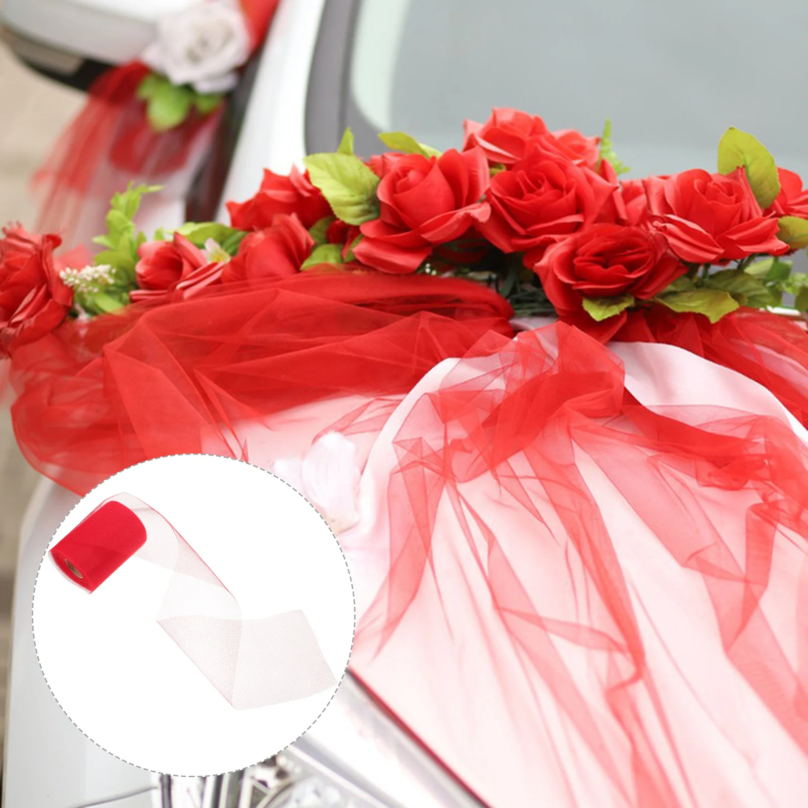 

Wedding Mesh Gauze Bright Red Durable Breathable Fine Mesh Gauze Wedding Car Party Decor Romantic Scene Layout Prop