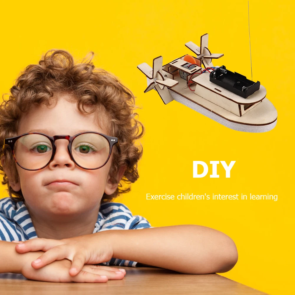 Material Kits Kids Educational Toys Students DIY Paddle Wheel Ship Assembling Model Remote Control Educational Toys