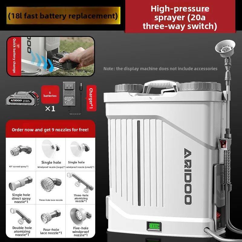 Electric Sprayer High Pressure Agricultural Backpack Lithium Battery Smart Sprayer Pesticide Sprayer Water Spray Watering Can