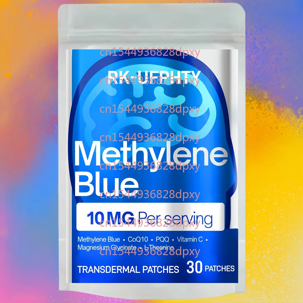 30 Adesivos Transdérmicos de Azul de Metileno com CoQ10, PQQ, Vitamina C e L-Teanina – Aumenta Energia, Foco e Função Cognitiva