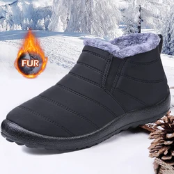 Men Boots Snow Plush Men's Boots Warm Fur Male Winter Boots Men Shoes Waterproof Shoes Outdoor Hiking Man Footwear