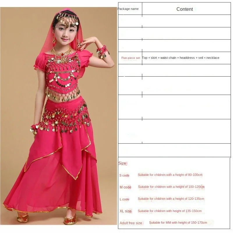 Children\'s Dance Clothing Indian Dance Performance Girl Belly Dance Children\'s Ethnic Performance Set Stage Performance Clothing