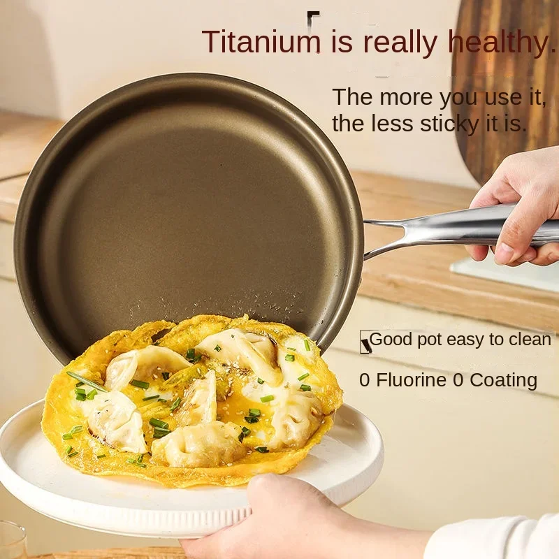 

Профессиональная титановая сковорода без покрытия с антипригарным покрытием для индукционной/газовой плиты, здоровая сковорода-гриль для стейка, яиц и блинов