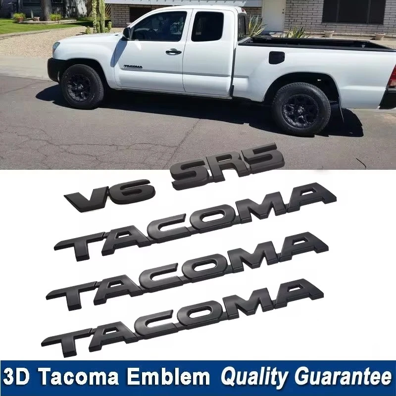 For Tacoma V6 SR5 Trunk Car Door Tailgate Decal Emblem Sticker Badge Replacement For Toyota Tacoma 2005-2015 (Matte Black)5Pcs S