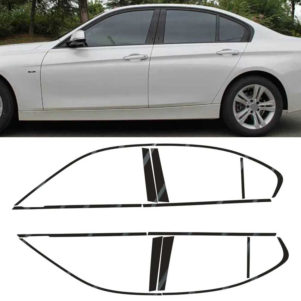 Matte/Glossy Black Chrome Delete Window Trims For BMW 3 Series F30 2013-2019