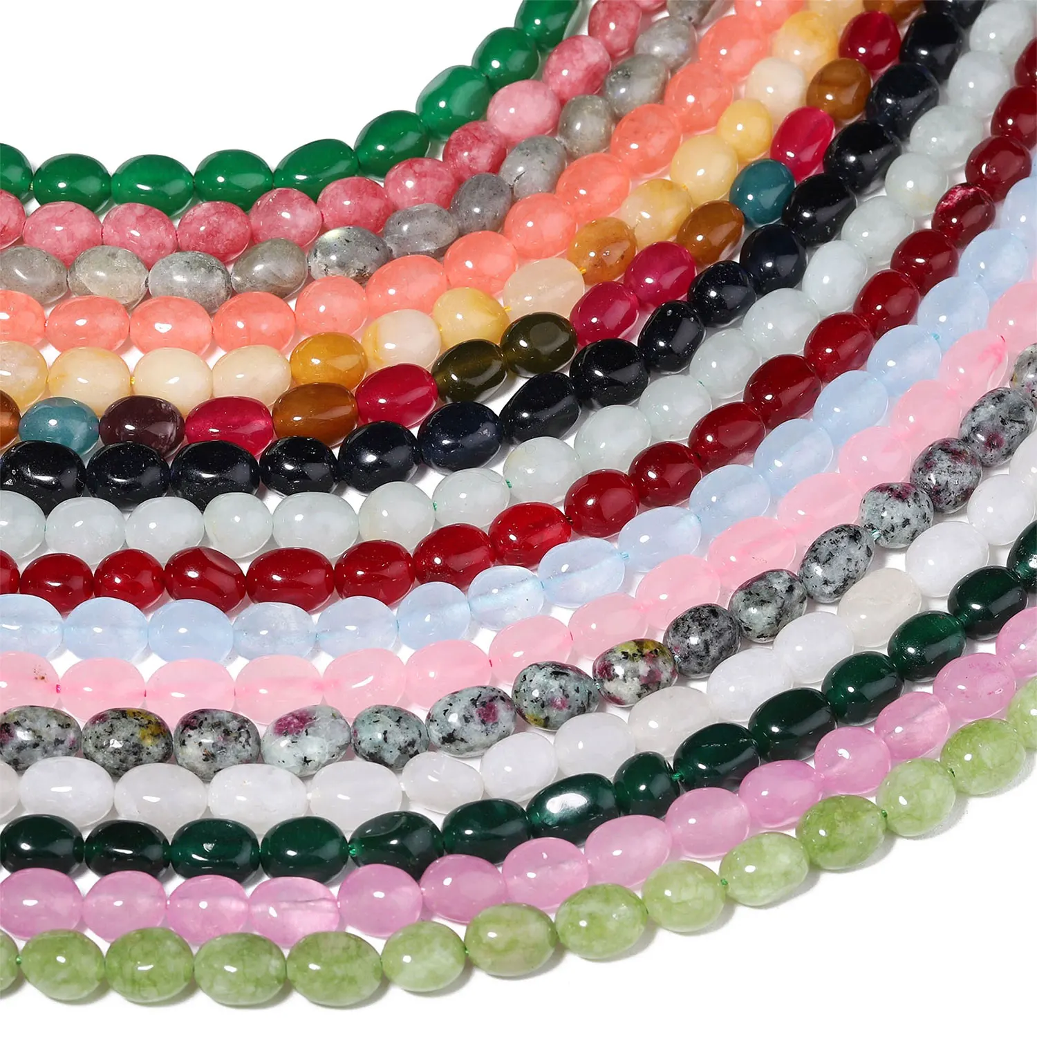 8-12mm Unregelmäßige Naturstein-Perlen aus Labradorit und Mehrfarbigem Chalcedon, Lose Perlen für Schmuckherstellung, DIY-Armbänder und Accessoires – Detail 7
