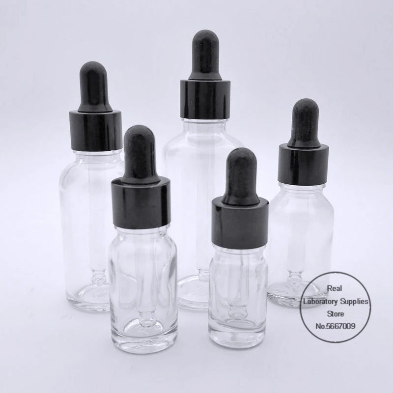 Imagem -06 - para 100ml Laboratório Limpar Redondo Vidro Perfume Refinado Garrafa de Óleo com Conta-gotas de Vidro para a Escola Experiência Microbiologia 10 Peças Lote 5ml