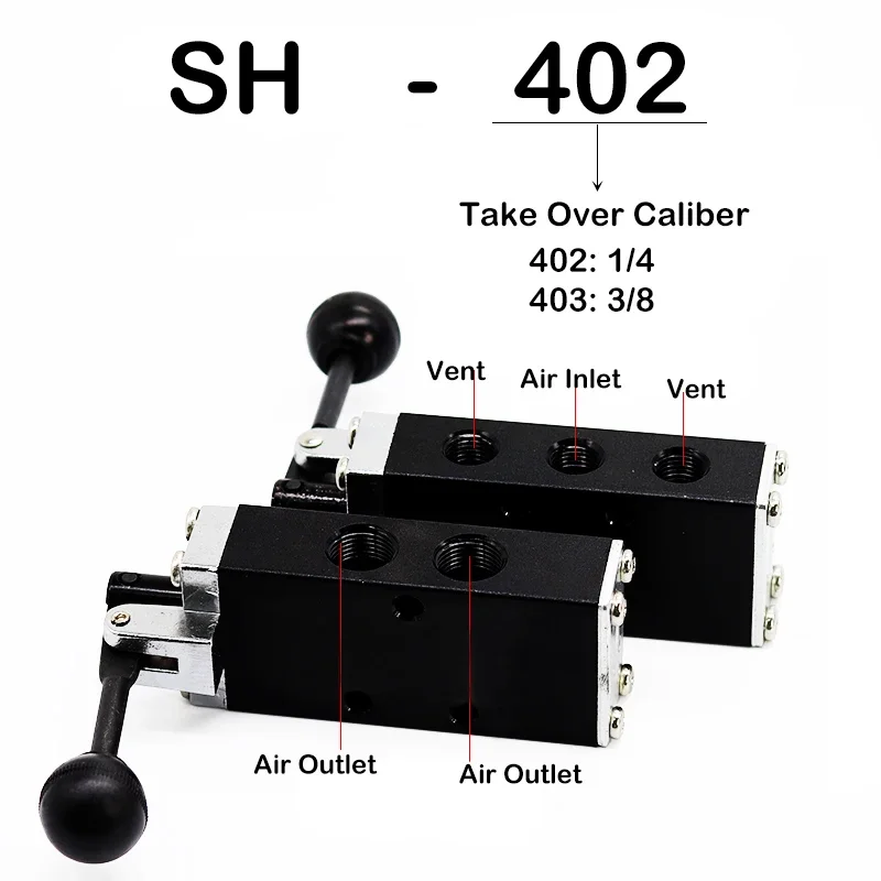 HLH High Quality Two-Position Five-Way Reversing Valve SH-402 Manual Reset SH-403 Hand Valve Manual Control Valve Manual Valve.