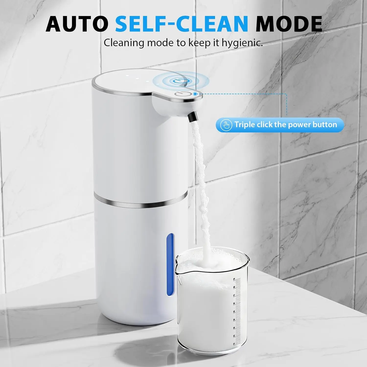 New 380ml Capacity Low Noise Light Display 4-Levels Adjustable Foam/Liquid Modes Electric Automatic Smart Sense Soap Dispenser view 4