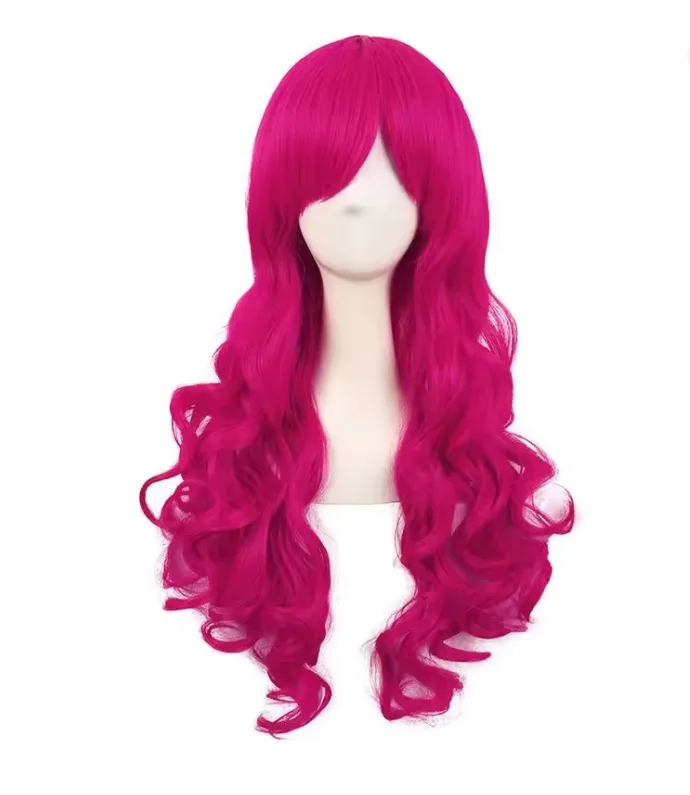 My Little Cos Anime Pinkie Pie Cos PP Pinkamena Diane Pie Cosplay Wig with Ponytails Rose Red Wigs Heat Resistant Synthetic Wigs
