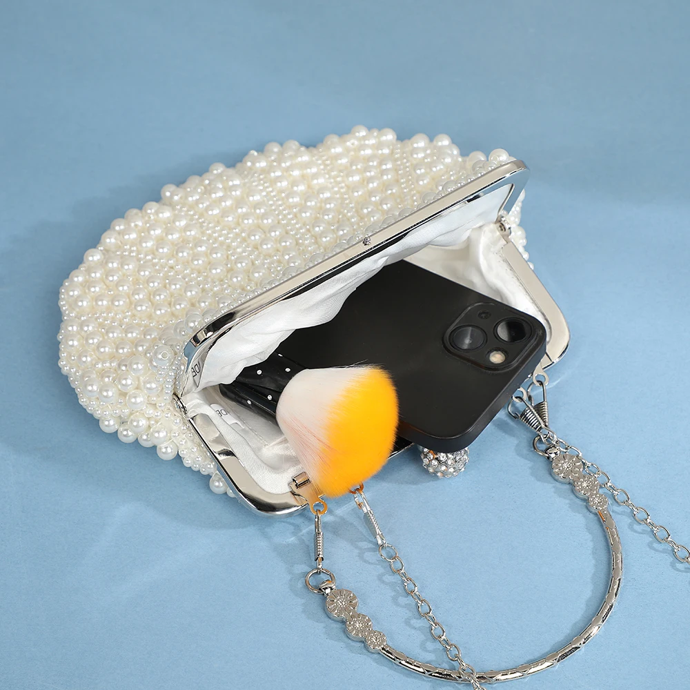 Fashionable and elegant shell pearl evening bag socialite travel cosmetics storage bag diamond-encrusted versatile handbag for view 6