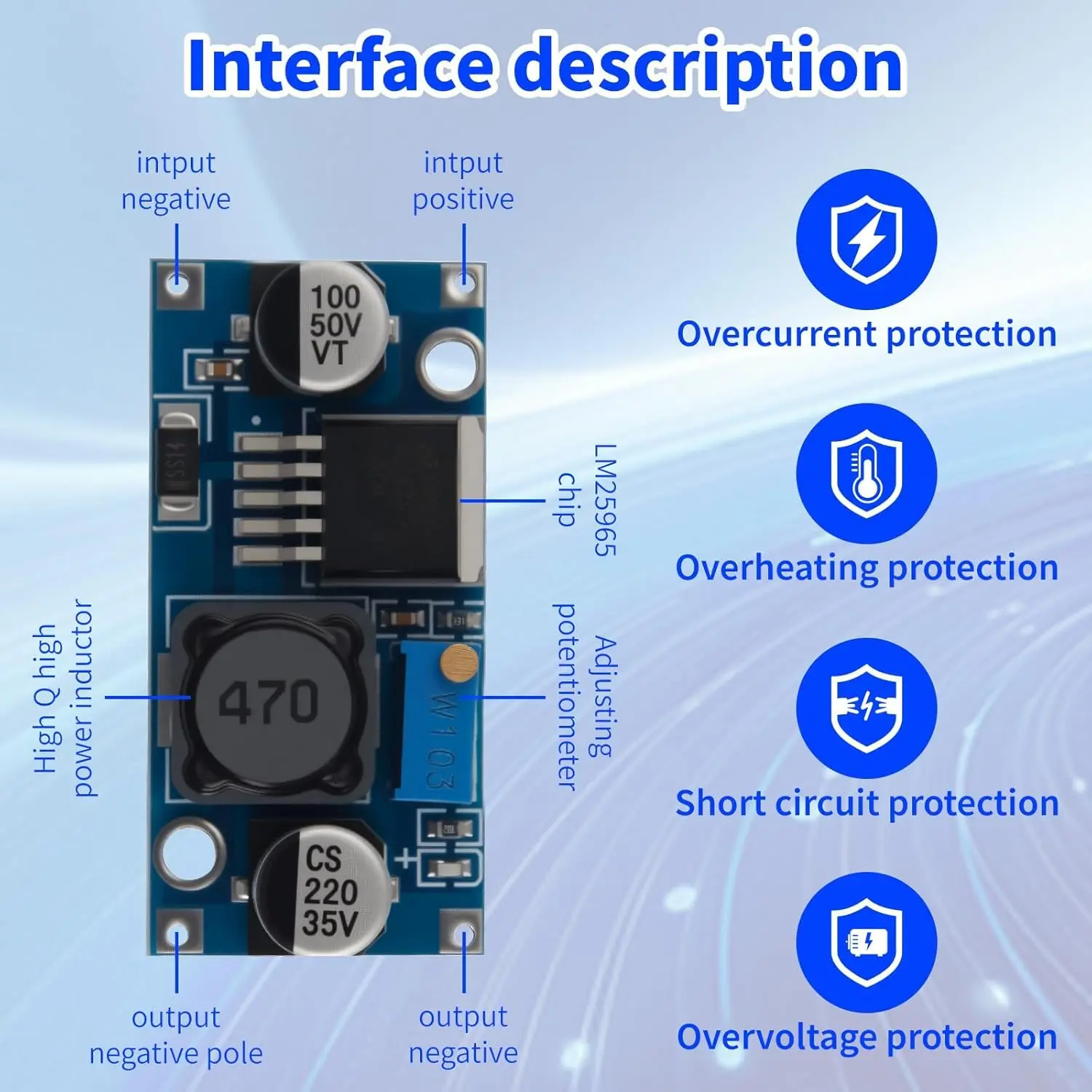 LM2596 DC to DC High Efficiency Buck Voltage Regulator 24V 12V 5V 3V Buck Converter DIY Power Supply 3A Step-Down Module image 4