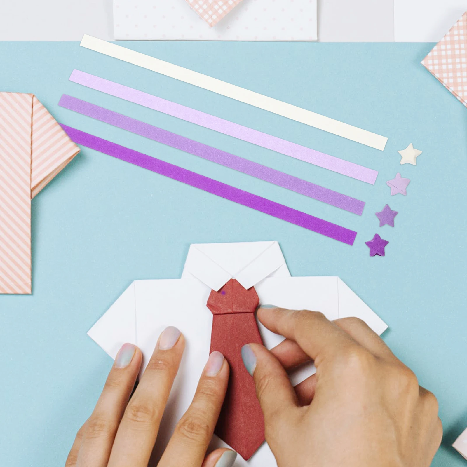 

520 Pcs Purple Gradient 4 Origami Kit Colors DIY Origami Craft Supplies Decorative Paper Paper Star Strips Strips