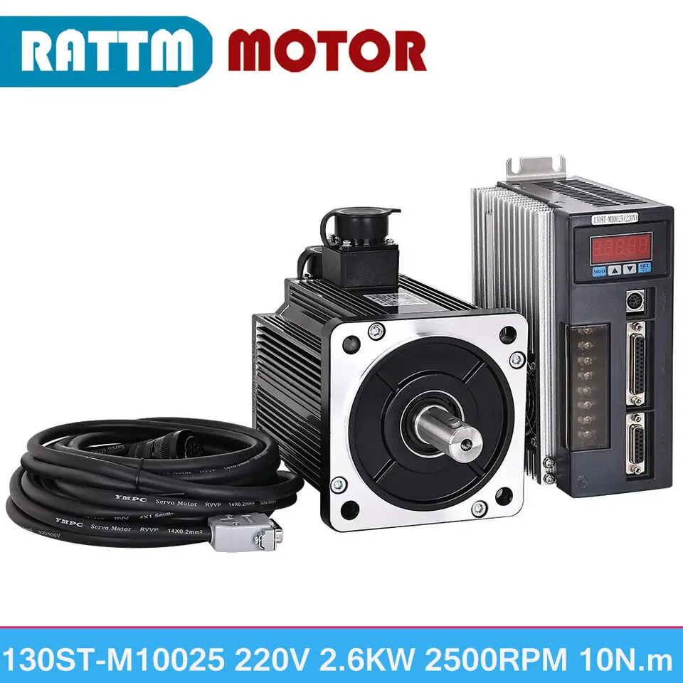 【Optical Encoder】130ST-M10025 2.6KW 220V AC Servo motor 2600W 2500RPM 10N.M. Single-Phase ac drive Matched Optical Driver