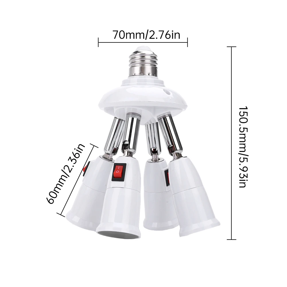 Universal E27 Converter Lamp Bulb BASE Adjustable Lamp Bases Adapter Splitter Holder 2 in 1/3 in 1/4 in 1 LED Light Socket