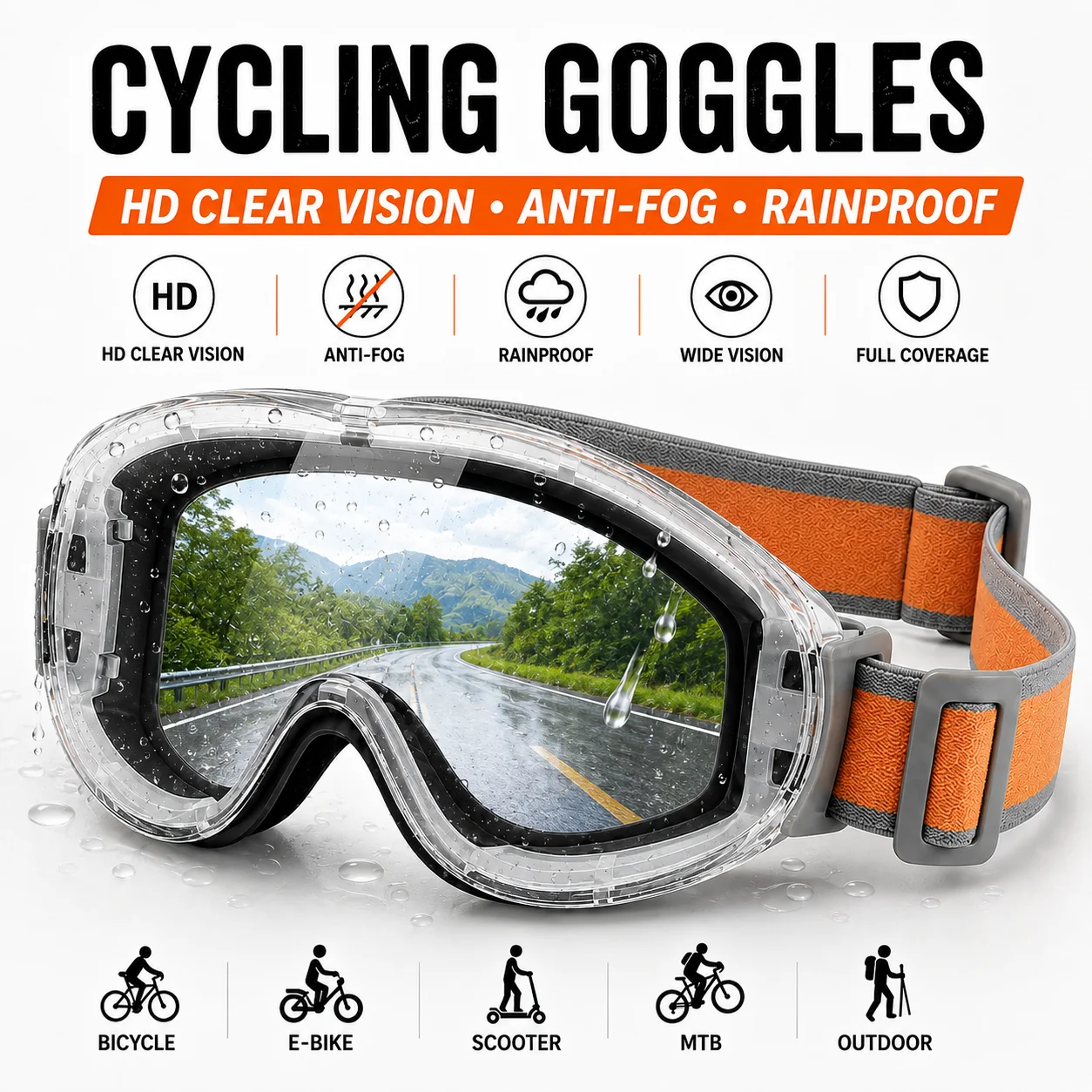 Cycling Goggles Anti Fog Clear Lens Full Seal Dustproof Windproof Safety Goggles for Biking Woodworking Yard Work DIY Outdoor