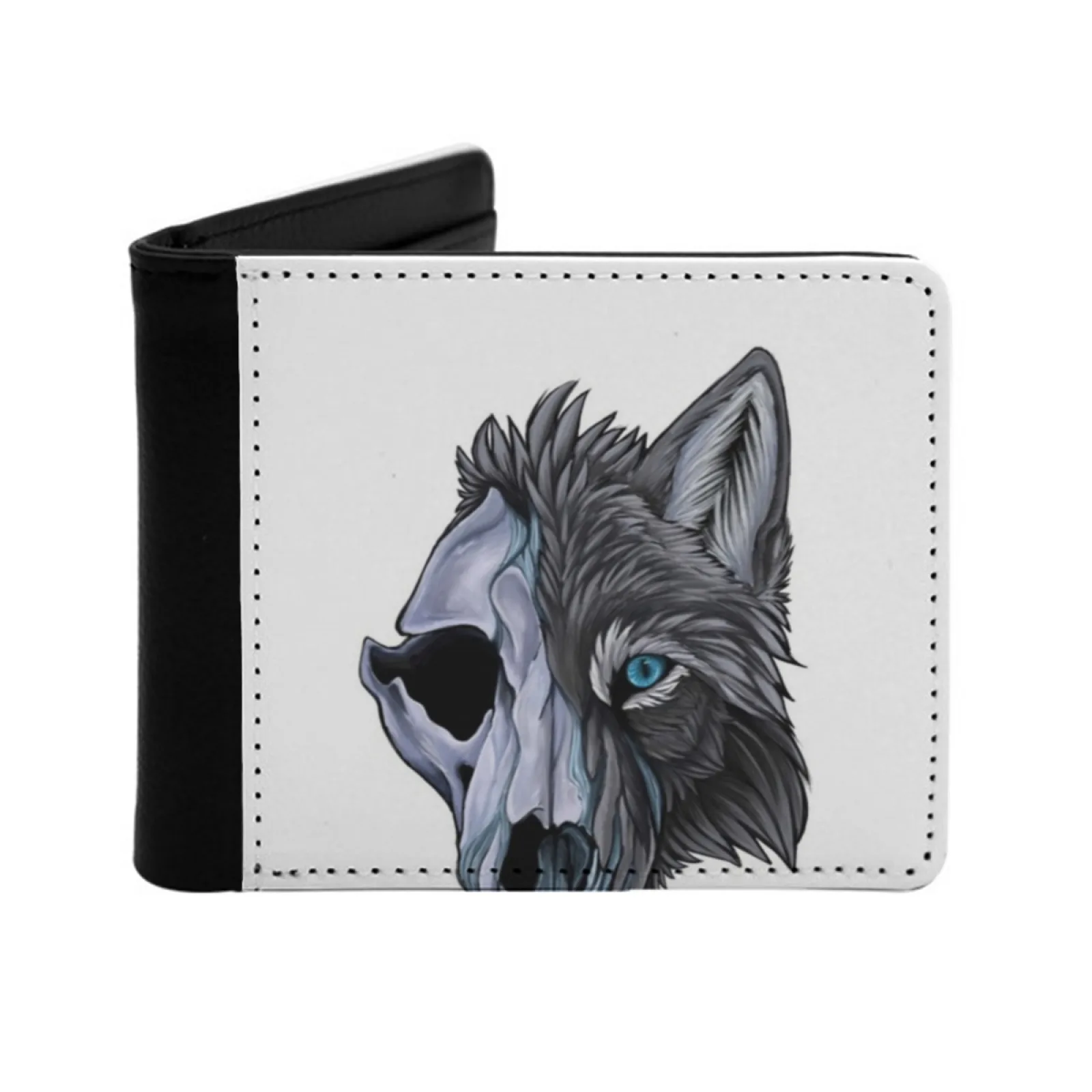 Frost Ghoul Hound Leather Men Wallets Credit Card Holder Purse Black Wallet Dog Wolf Hell Hound Fairy Tale Grimm Tales Monster