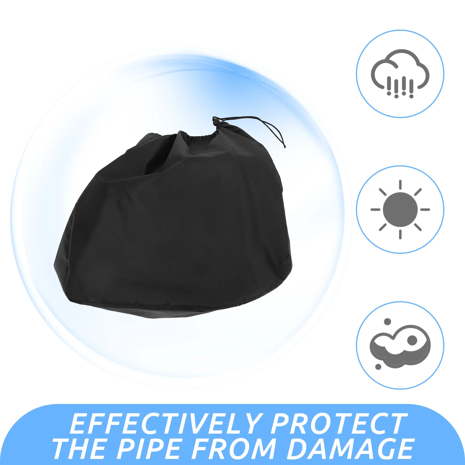 حقيبة تخزين خرطوم الحديقة SUPVOX غطاء بكرة مقاوم للماء برباط من البوليستر قابل للسحب باللون الأسود #3