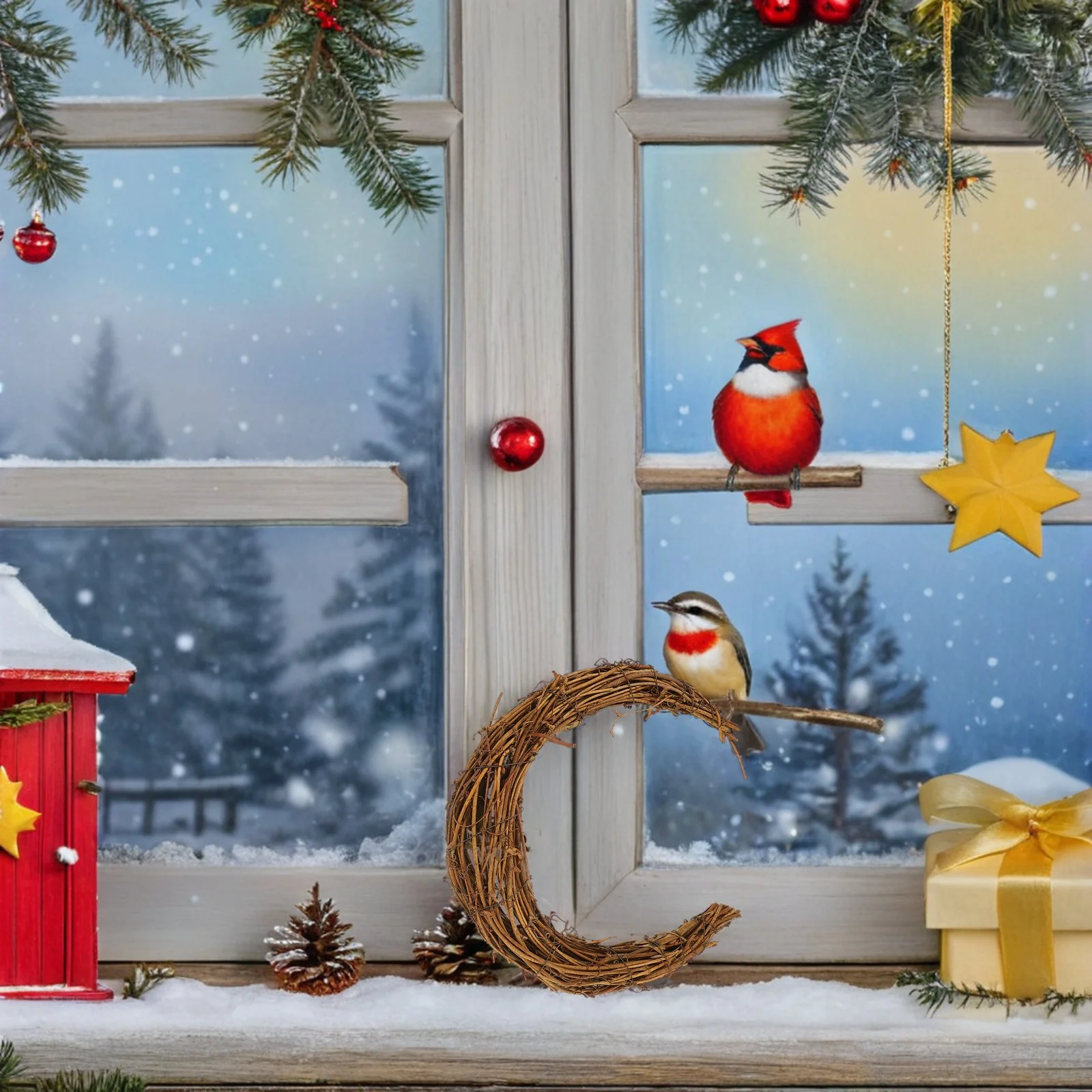 

3pcs Moon Shape Diy Rattan Wreath Frame Natural Handmade Ring For Christmas Wedding Party Decor Dream Catcher Wall Hanging Craft