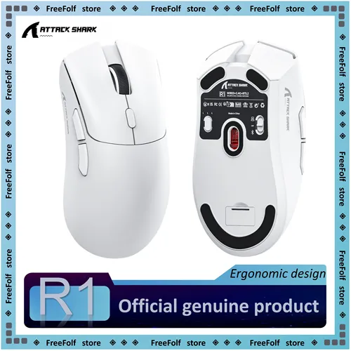 Ratón para juegos Attack Shark R1 rentable, ligero, ergonómico, DPI ajustable, modos duales inalámbricos/con cable, preciso