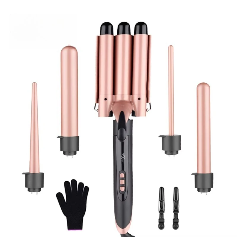 

Professional 5-in-1 curling iron set Interchangeable styling curling iron Rocker 3 barrel curling iron