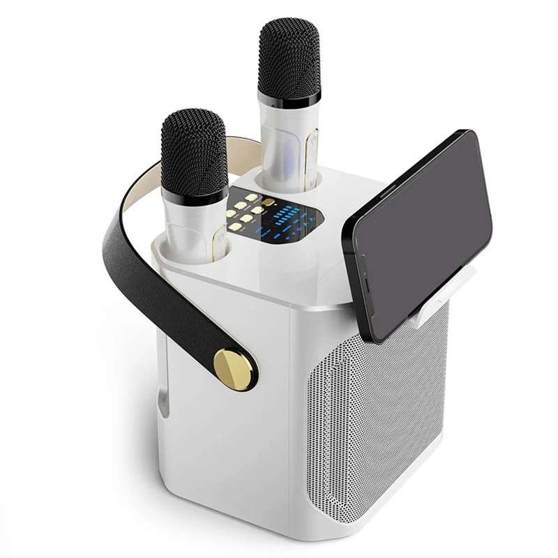 ABSQ-مكبر صوت كاريوكي عالي الطاقة مزود بتقنية البلوتوث ومضخم صوت لاسلكي محيطي 360 درجة مع ميكروفون مزدوج