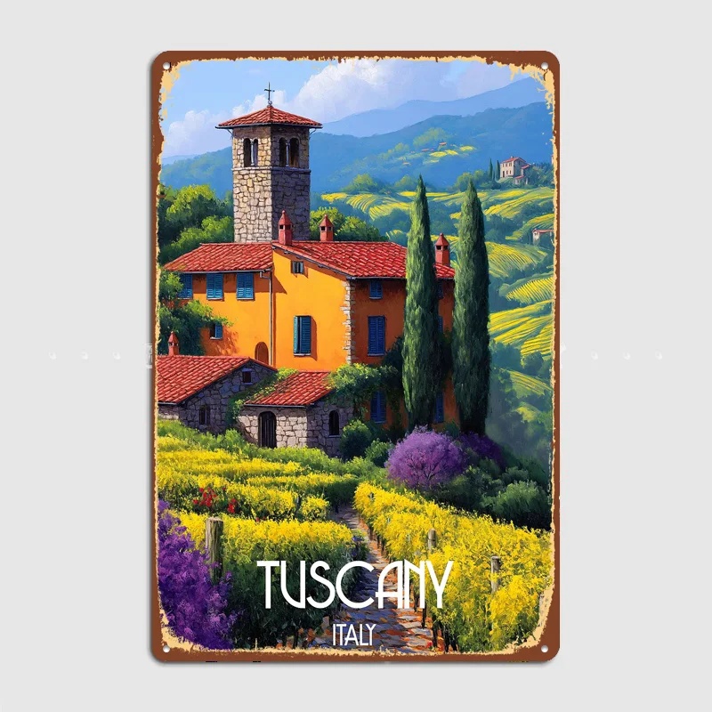 Tuscany Italy City Scenery Travel Poster Metal Sign Life Wall Custom Bedroom Indoor Home Wall Decor Posters Room Decoration