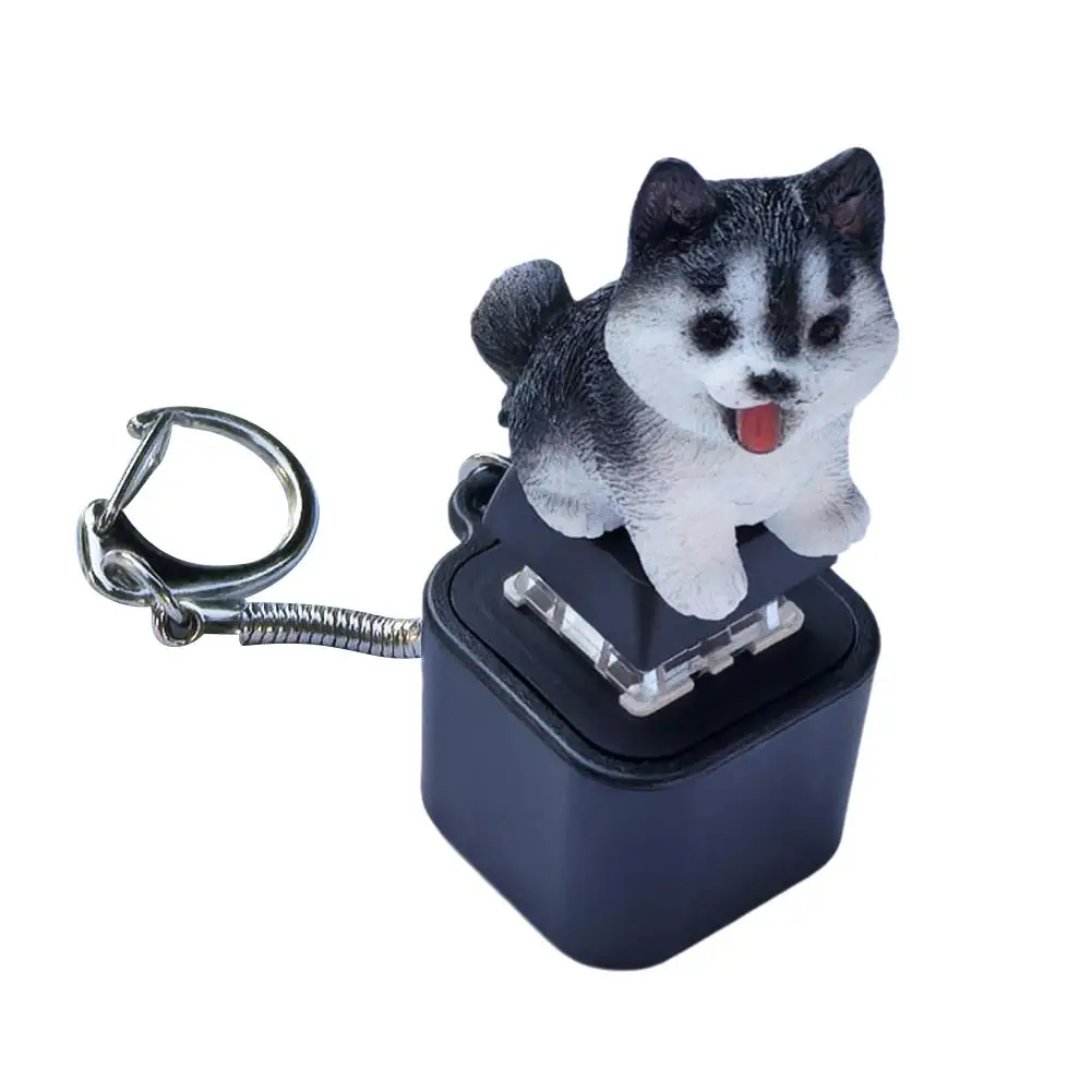 Clicky Dog Keycap Fidget Toy Sensory Stress Reliever Light Up Keychain Decor Creative Desk Ornament Gift