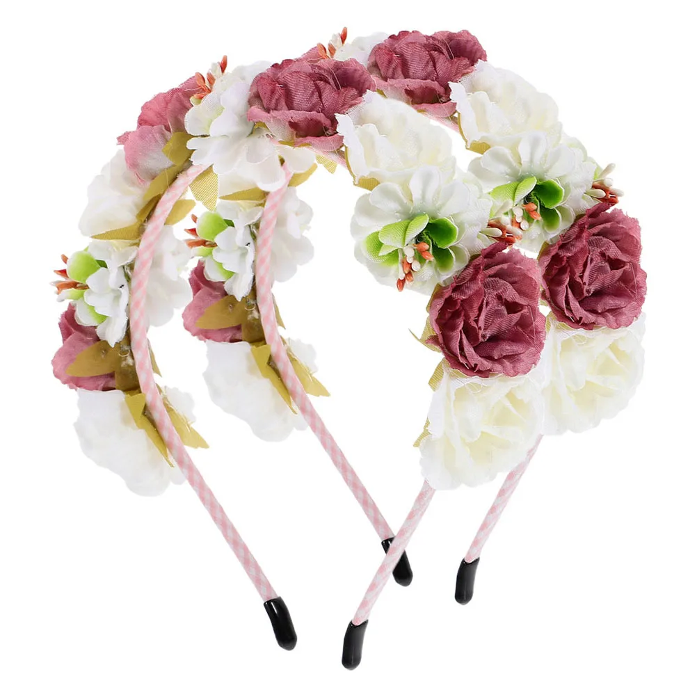 

2 шт., повязка на голову с искусственным цветком, головной убор с цветочным принтом, аксессуары для волос с розами, короны для девочек, короны для свадебной вечеринки, сценического выступления